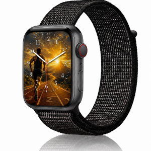 Model wearing Midnight Black Sport Loop For Apple Watch Apple Watch band