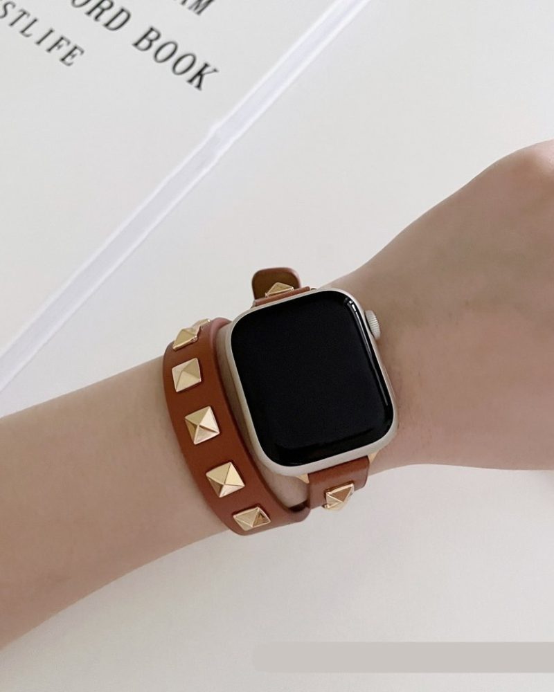 Rockstar Wrap Double Tour Leather Band for Apple Watch in Brown