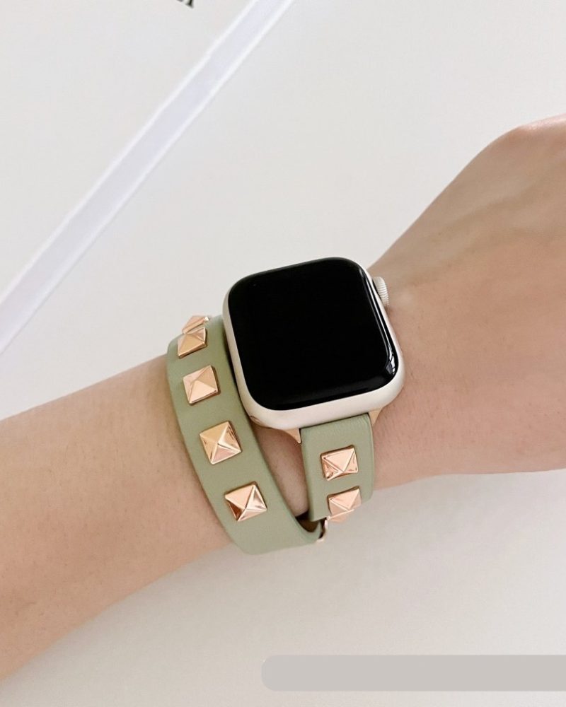 Rockstar Wrap Double Tour Leather Band for Apple Watch in Matcha Green