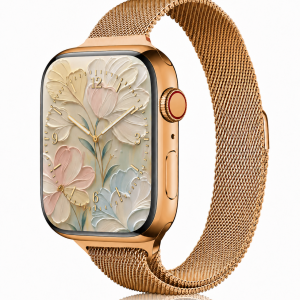 Model wearing Rose Gold Aurora Slim Milanese Band for Apple Watch Apple Watch band