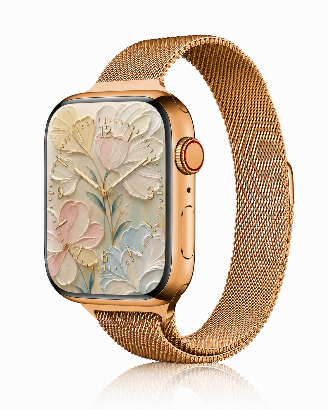 Model wearing Rose Gold Aurora Slim Milanese Band for Apple Watch Apple Watch band