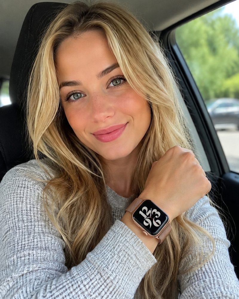 Model wearing Rose Gold Havana Stainless Steel Band for Apple Watch Apple Watch band