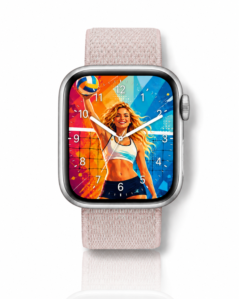 Model wearing Rose Pink Sport Loop For Apple Watch Apple Watch band