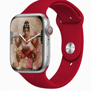 Model wearing Rose Red Sport Band for Apple Watch Apple Watch band