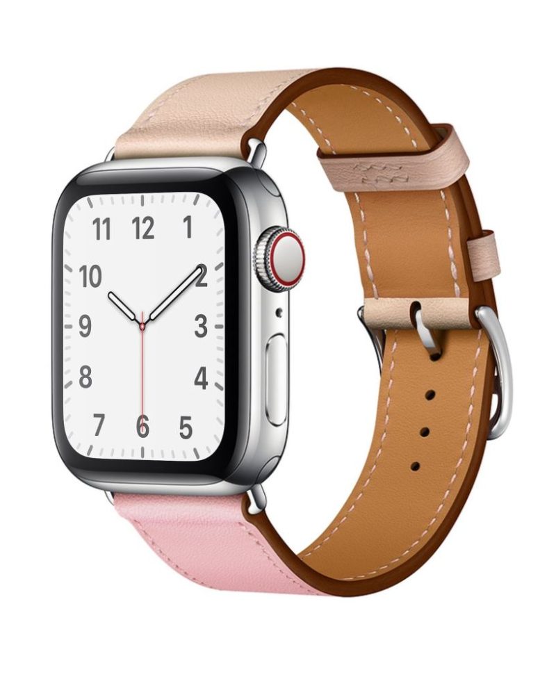 Rose Sakura/Craie/Argile Single Tour Leather for Apple Watch
