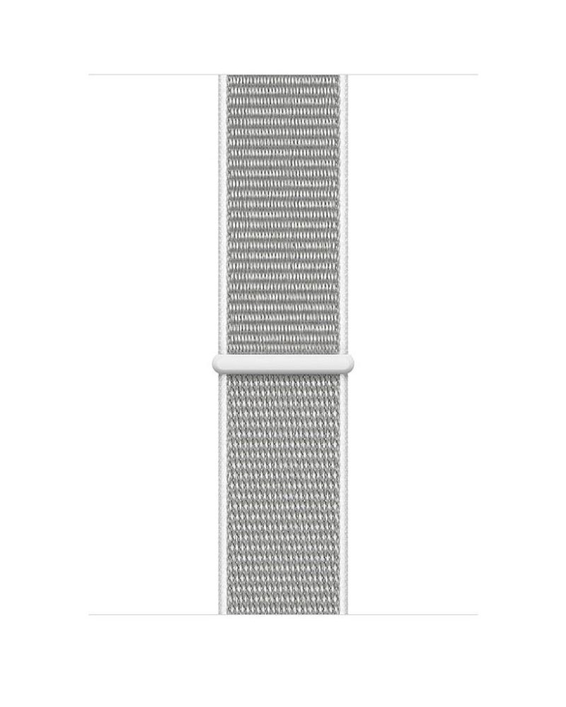 Seashell white woven nylon Apple Watch Sport Loop band with slide closure.