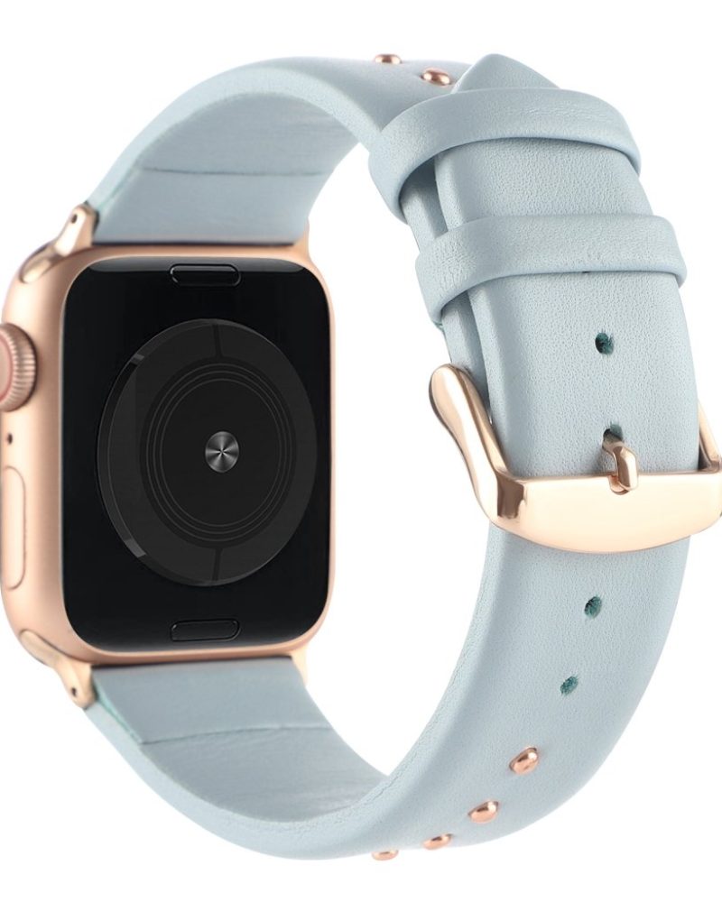 Shakira Leather Band with Gold Studs for Apple Watch in Light Blue