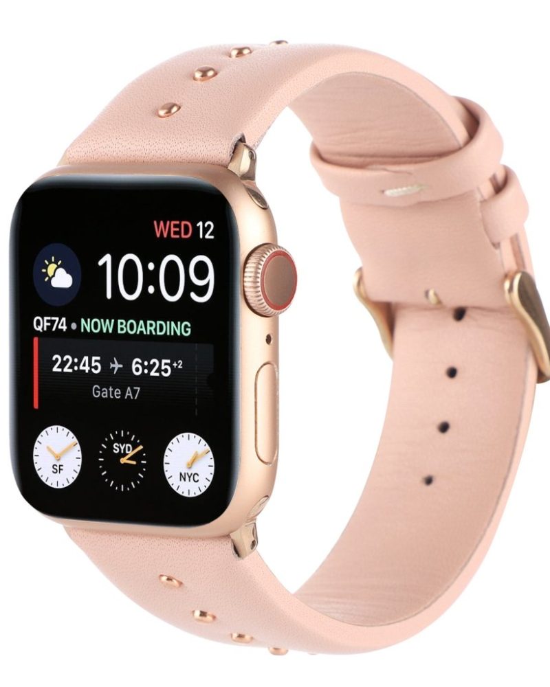 Shakira Leather Band with Gold Studs for Apple Watch in Pink