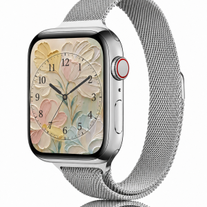 Model wearing Silver Aurora Slim Milanese Band for Apple Watch Apple Watch band