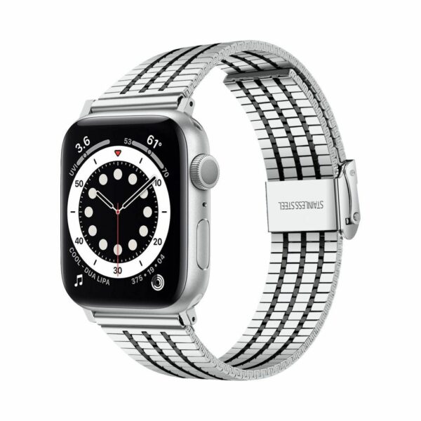Silver Black Matrix Stainless Steel Band for Apple Watch