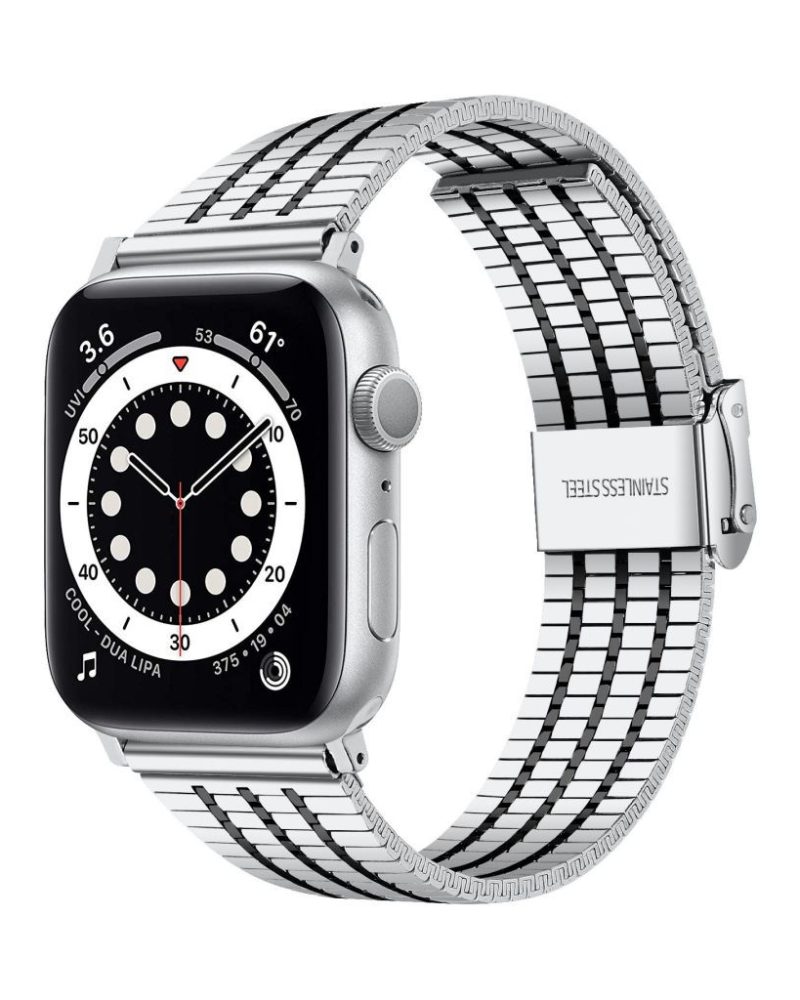 Silver Black Matrix Stainless Steel Band for Apple Watch