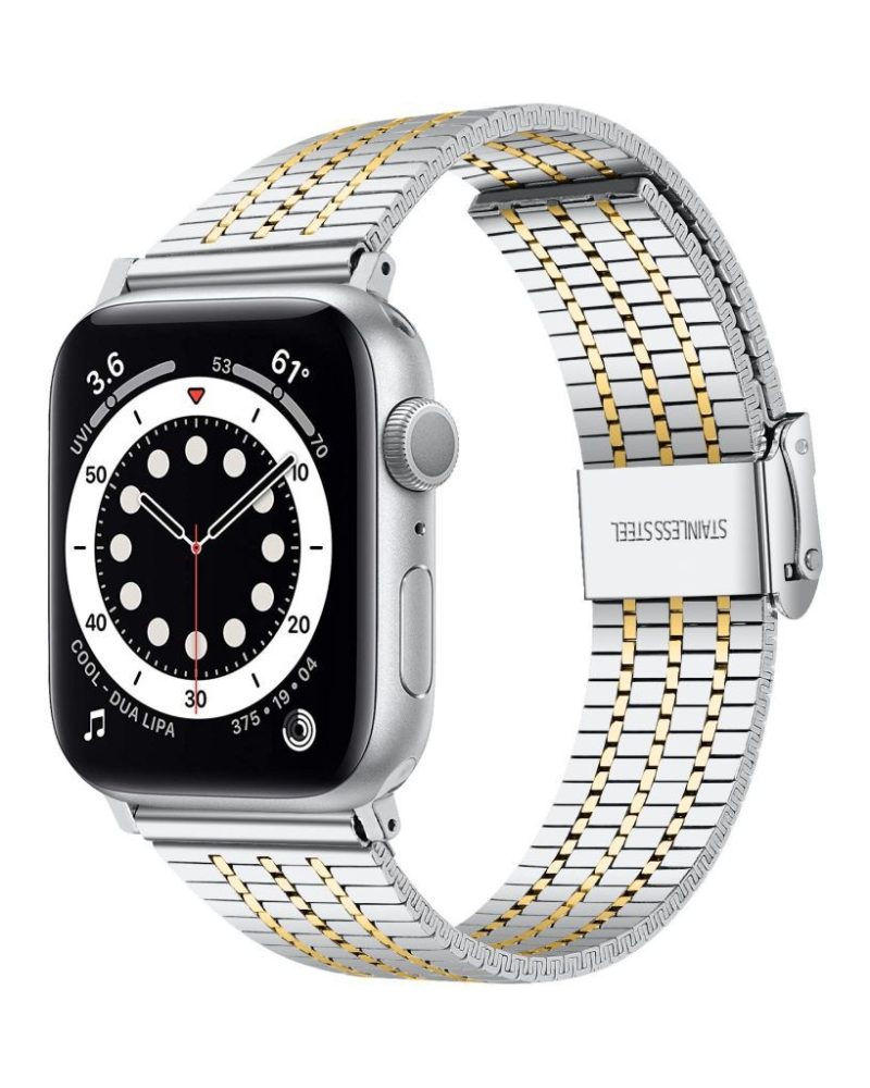 Silver Gold Matrix Stainless Steel Band for Apple Watch
