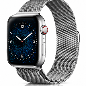 Model wearing Silver Milanese Loop for Apple Watch Apple Watch band