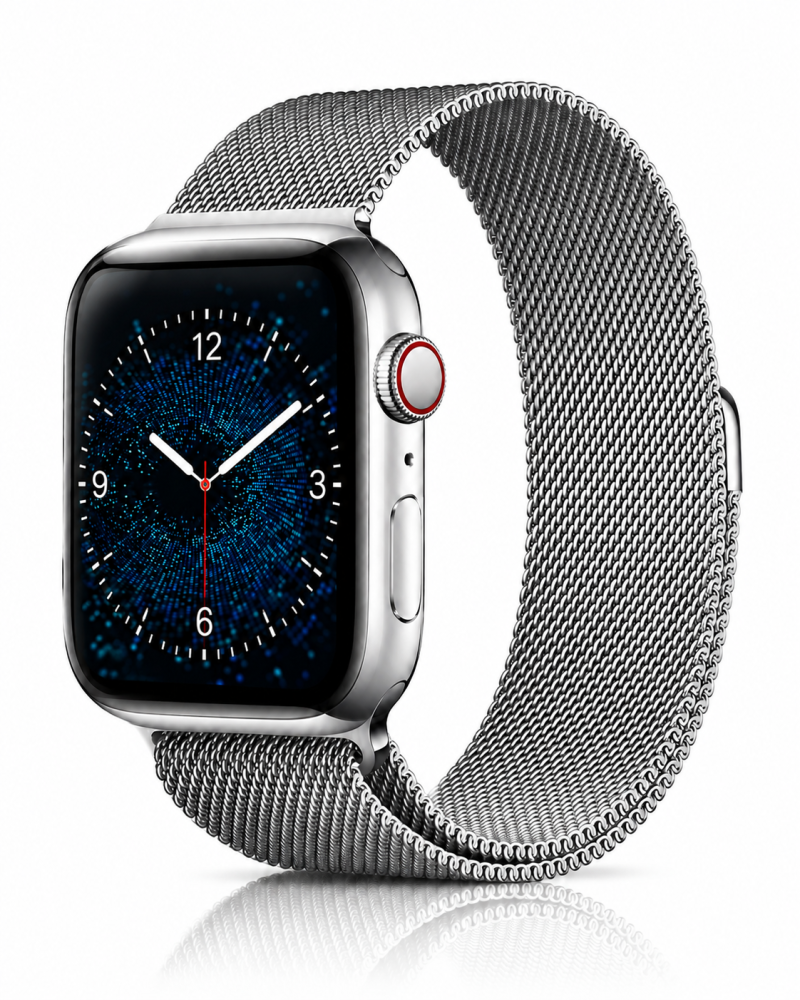 Model wearing Silver Milanese Loop for Apple Watch Apple Watch band