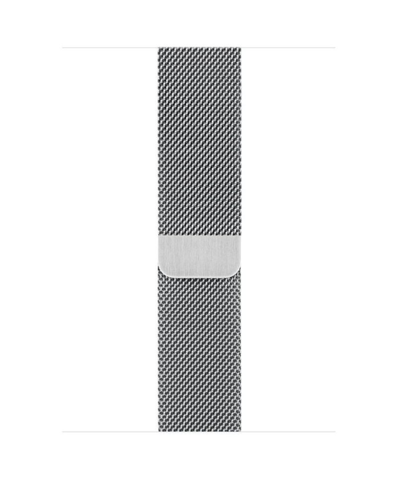 Silver stainless steel mesh Milanese Loop Apple Watch band with magnetic closure
