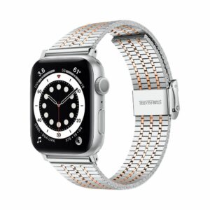 Silver Rose Gold Matrix Stainless Steel Band for Apple Watch