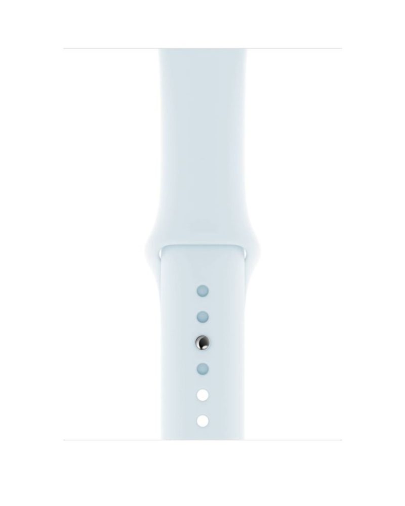 Sky blue silicone Apple Watch sport band with pin buckle closure