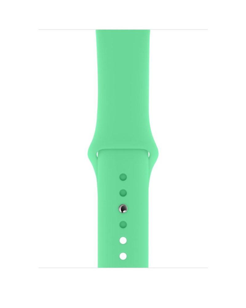 Spearmint green silicone Apple Watch sport band with pin buckle closure