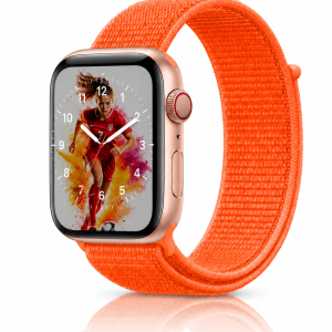Model wearing Spicy Orange Sport Loop For Apple Watch Apple Watch band