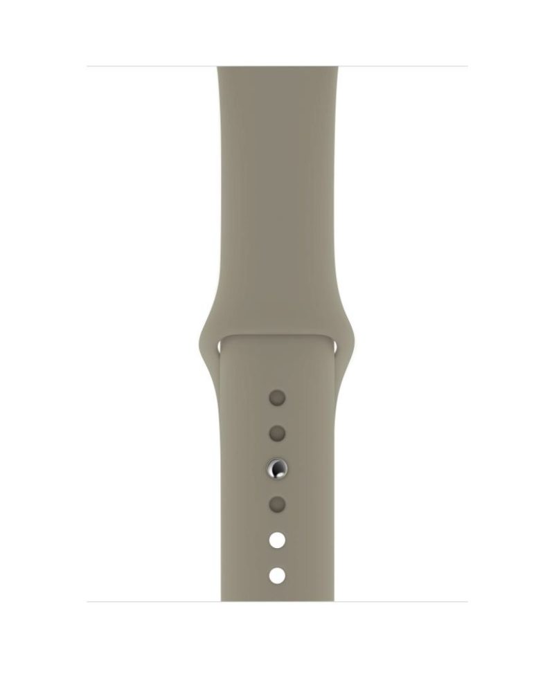 Stone silicone Apple Watch sport band in warm taupe gray with adjustment holes