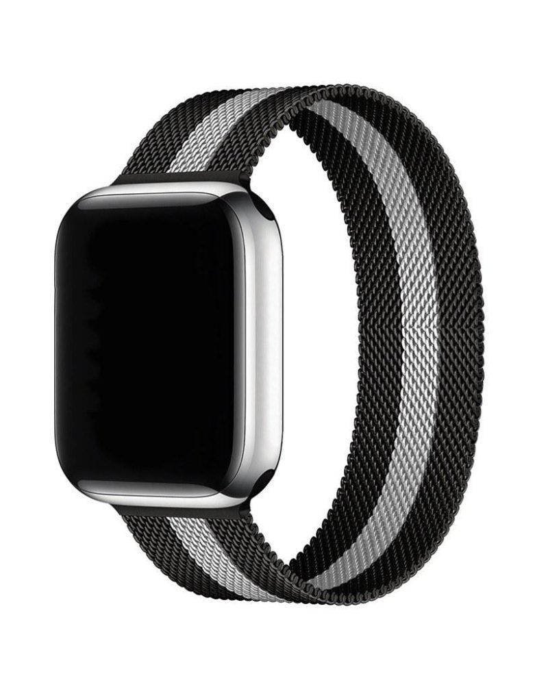Stripe Black And White Milanese Loop For Apple Watch