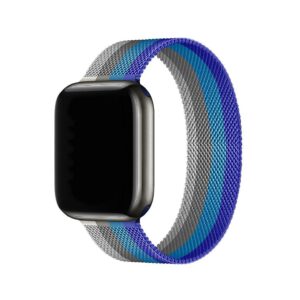 Stripe Dark Blue With Sappire Blue Off White Milanese Loop For Apple Watch
