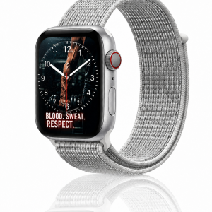 Model wearing Summit White Sport Loop For Apple Watch Apple Watch band