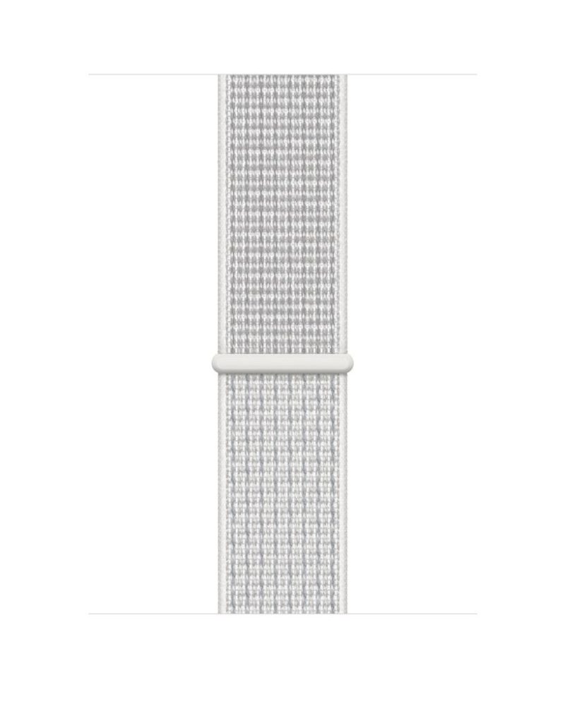 Summit White woven nylon Apple Watch Sport Loop band with loop closure