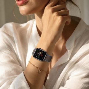 Model wearing Surf Blue Sport Loop For Apple Watch Apple Watch band
