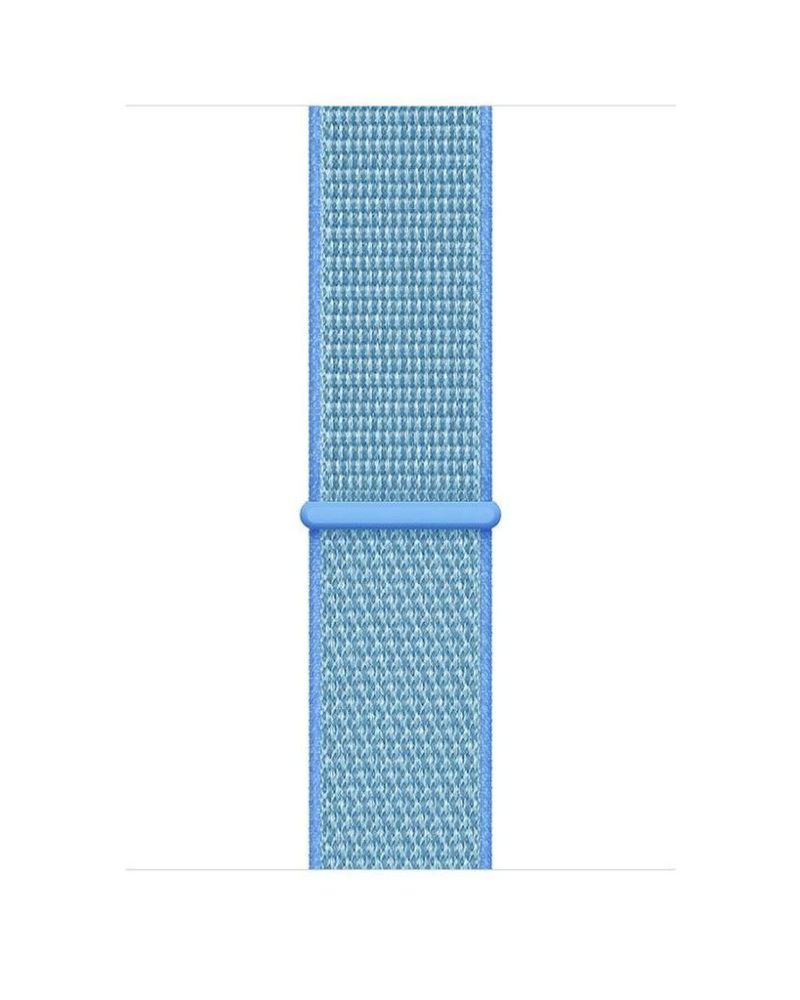 Tahoe Blue woven nylon Sport Loop Apple Watch band with buckle closure