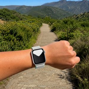 Model wearing Teal Tint Sport Loop For Apple Watch Apple Watch band