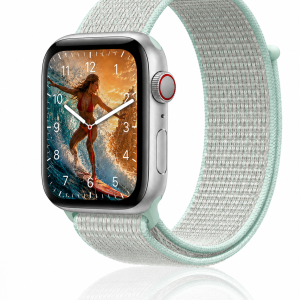 Model wearing Teal Tint Sport Loop For Apple Watch Apple Watch band