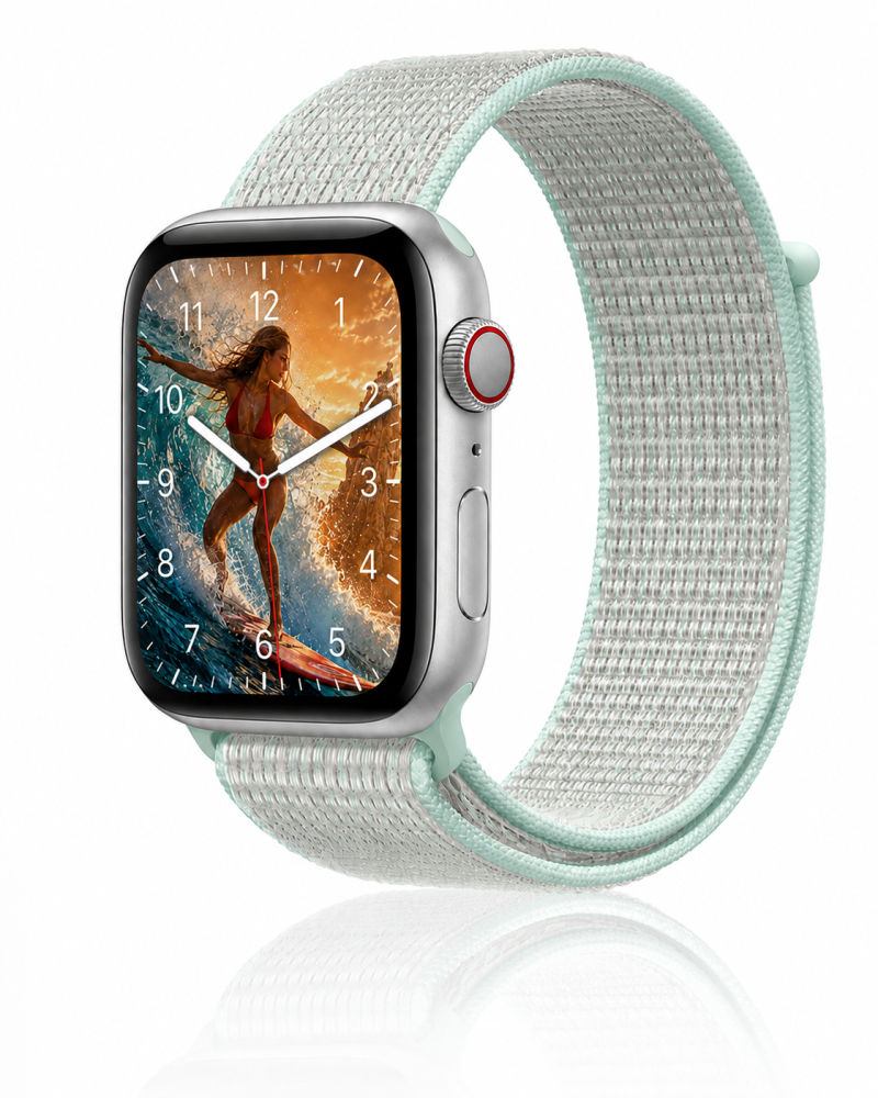 Model wearing Teal Tint Sport Loop For Apple Watch Apple Watch band