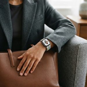 Model wearing Turquoise/Rainbow Pride Sport Band Active for Apple Watch Apple Watch band