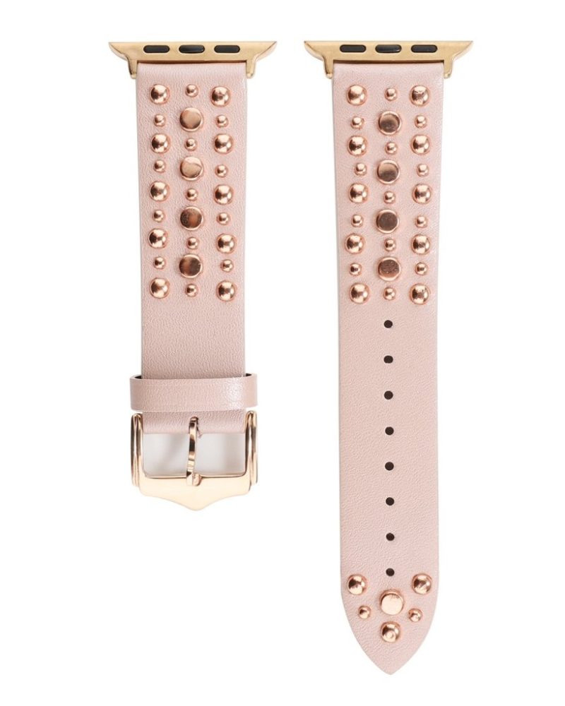 Venus Leather Band with Rose Gold Studs for Apple Watch in Pink