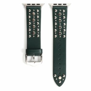Venus Leather Band with Silver Studs for Apple Watch in Green