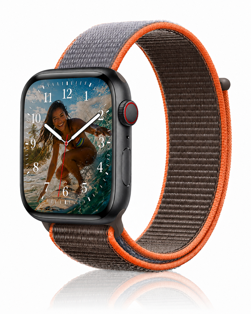 Model wearing Vitamin C Sport Loop For Apple Watch Apple Watch band