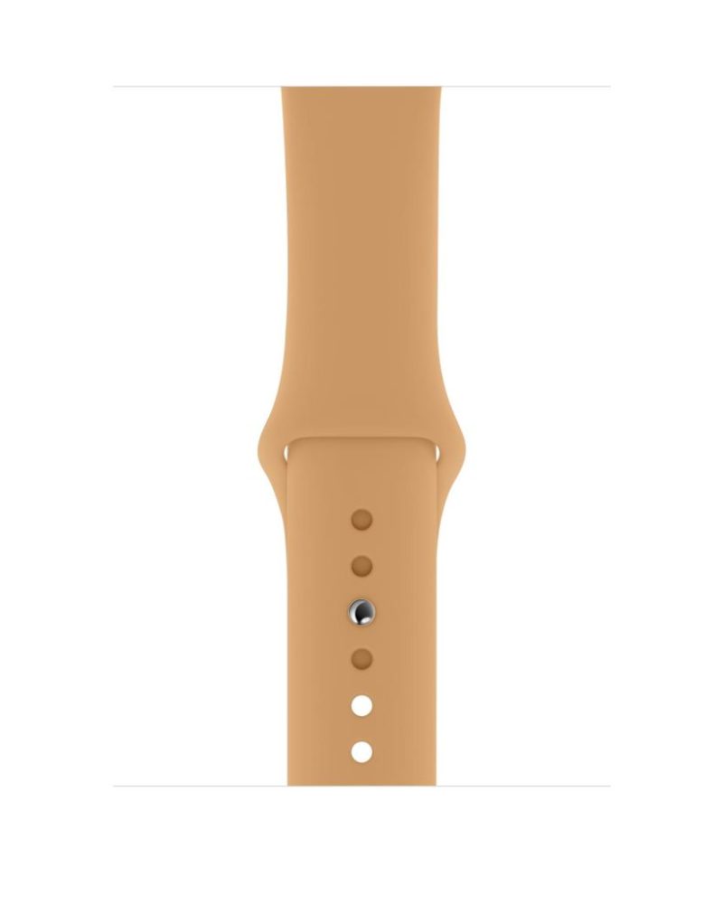 Walnut brown silicone Apple Watch sport band with adjustment holes