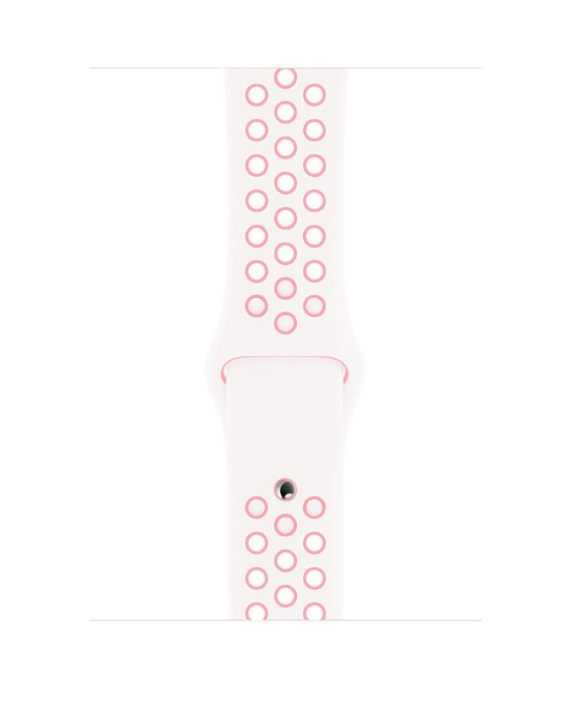 White and light pink perforated silicone sport band for Apple Watch