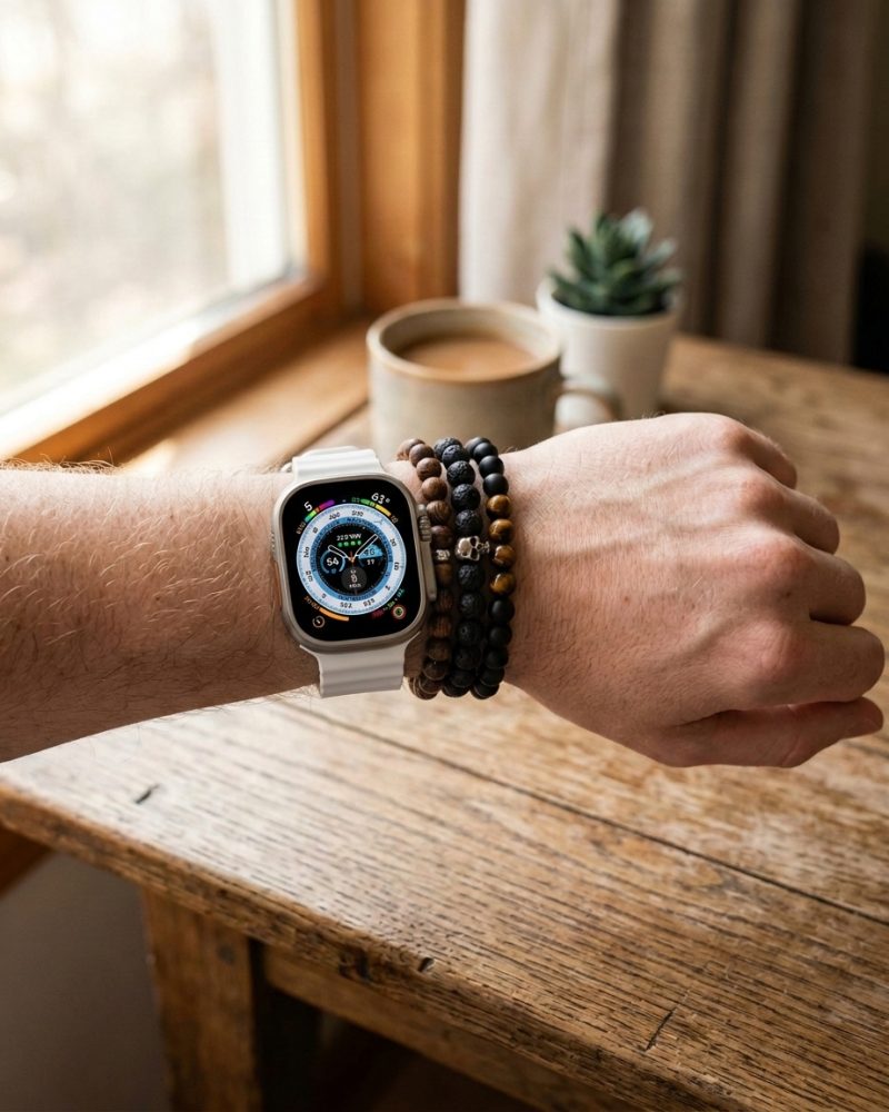 Model wearing Ocean Band – White Apple Watch band