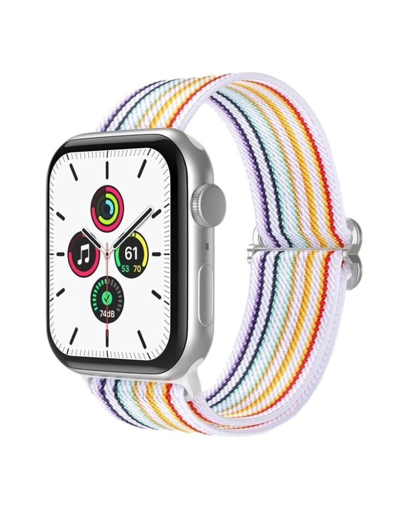White Rainbow Pride Elastic Loop Band for Apple Watch