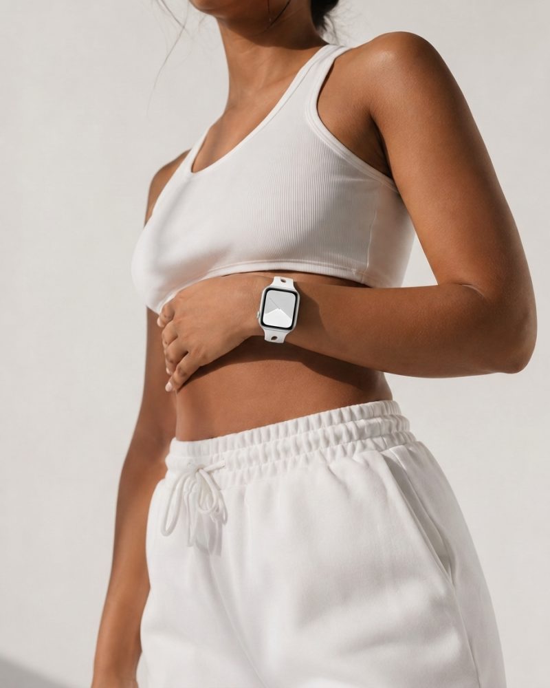 Model wearing White Slim Silicone Band for Apple Watch Apple Watch band