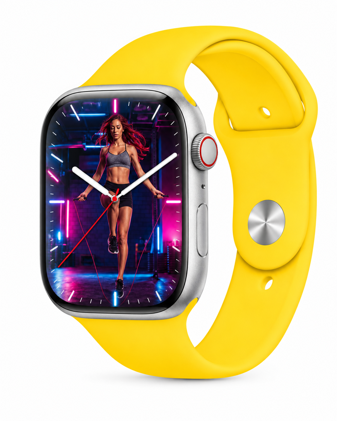 Model wearing Yellow Sport Band for Apple Watch Apple Watch band