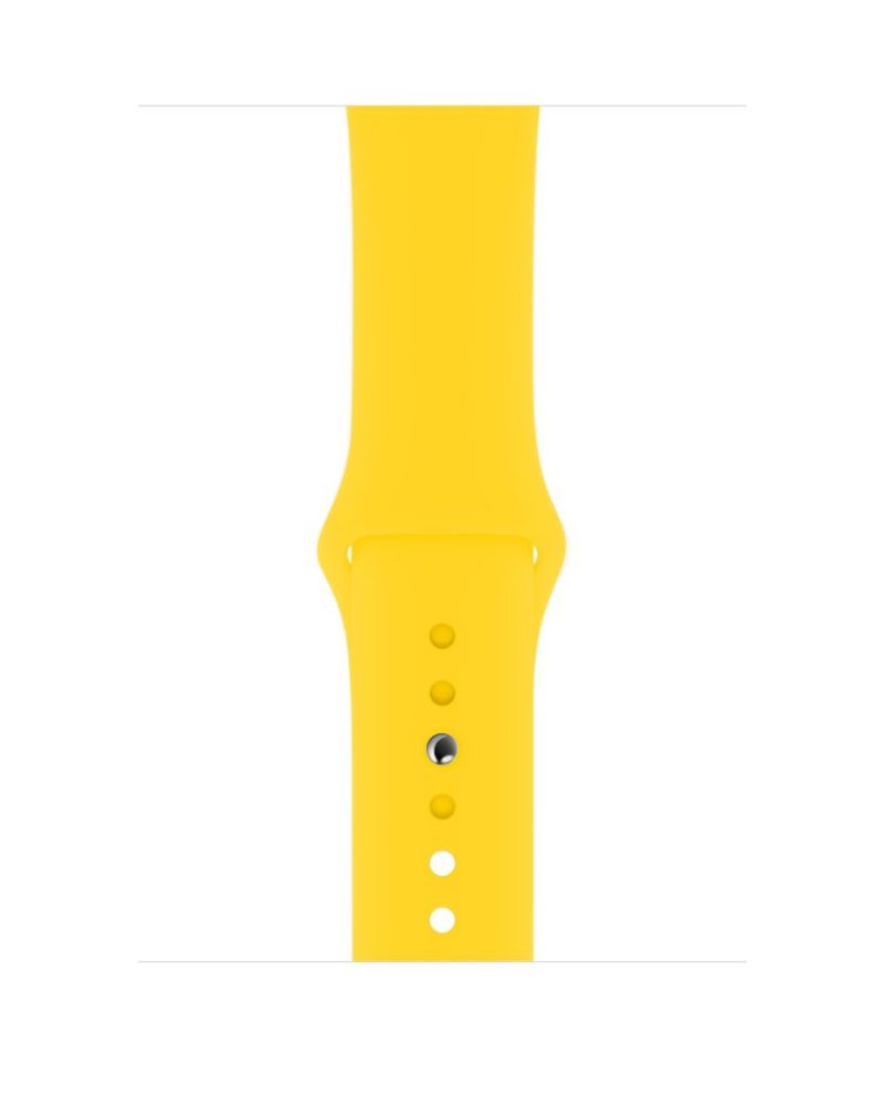 Yellow silicone Apple Watch sport band with pin-and-tuck closure