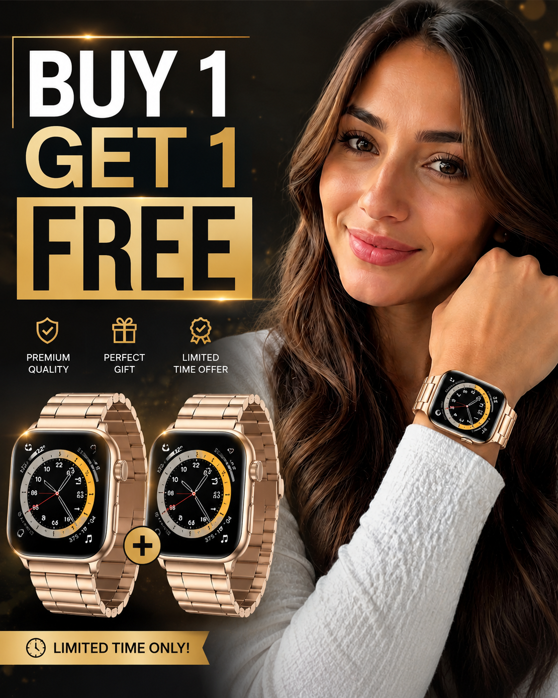 Model wearing Rose Gold Slim Stainless Steel Band for Apple Watch Apple Watch band