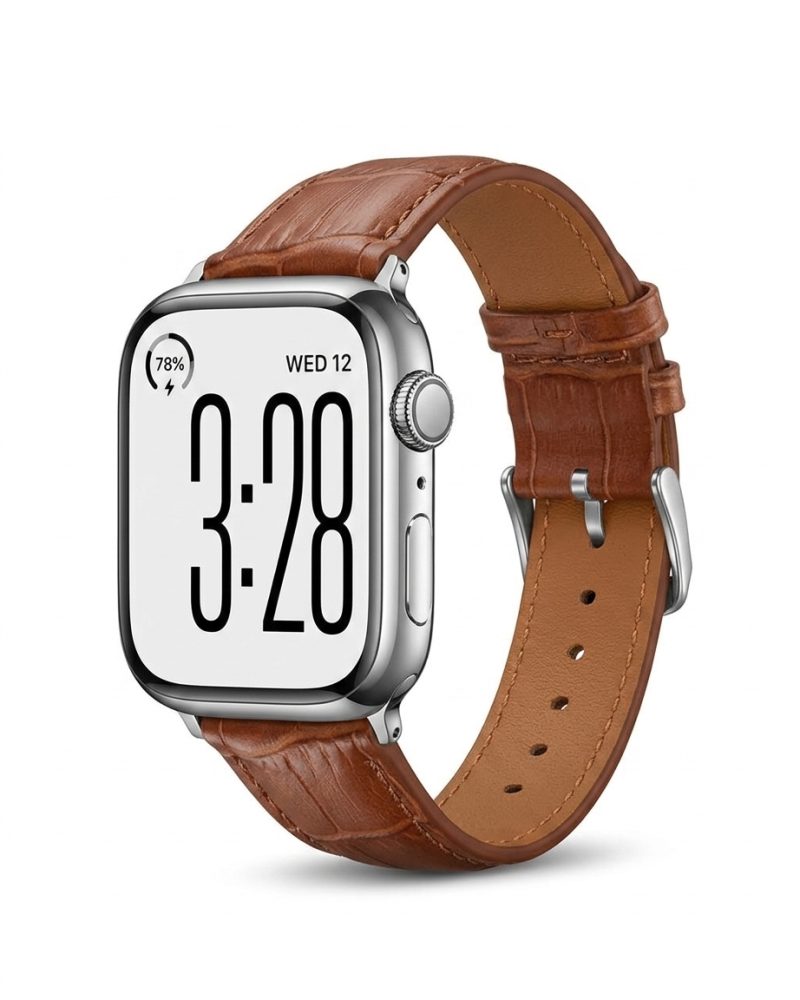 Model wearing Dark Brown Croc Leather Band for Apple Watch Apple Watch band