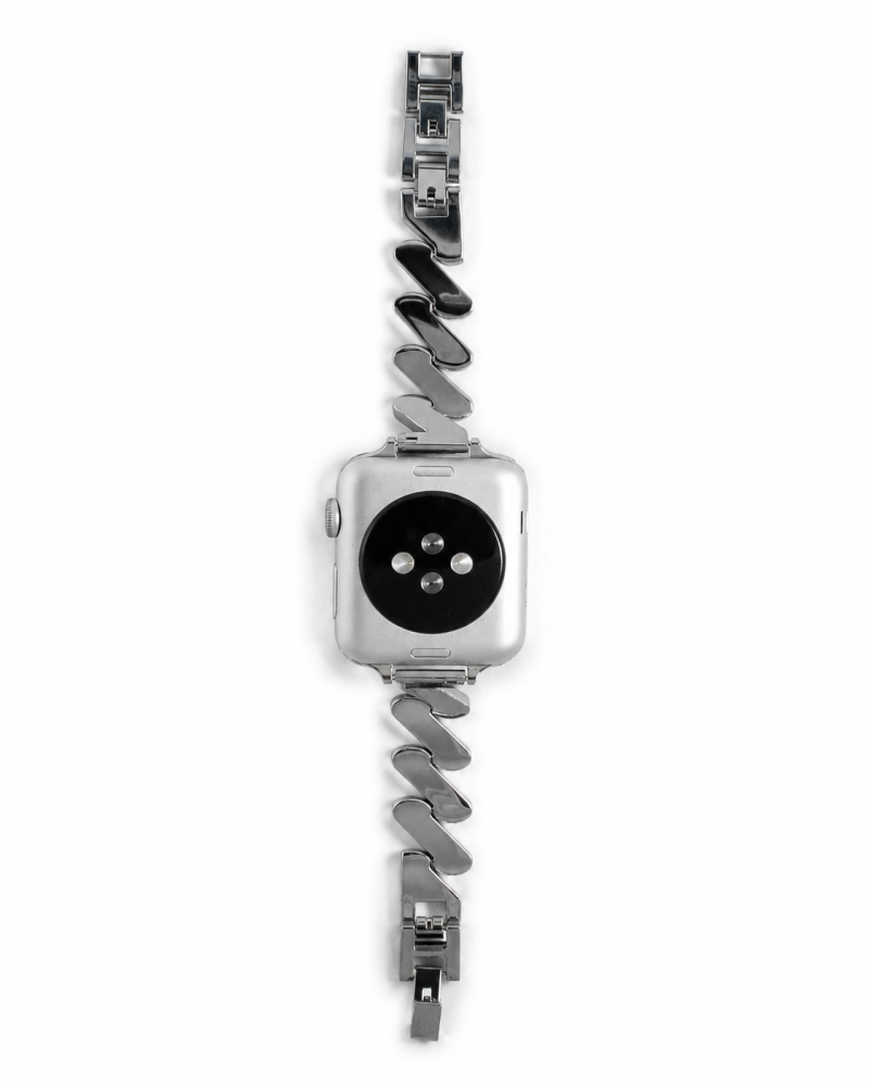 Model wearing Chloe Steel Band for Apple Watch – Starlight Apple Watch band