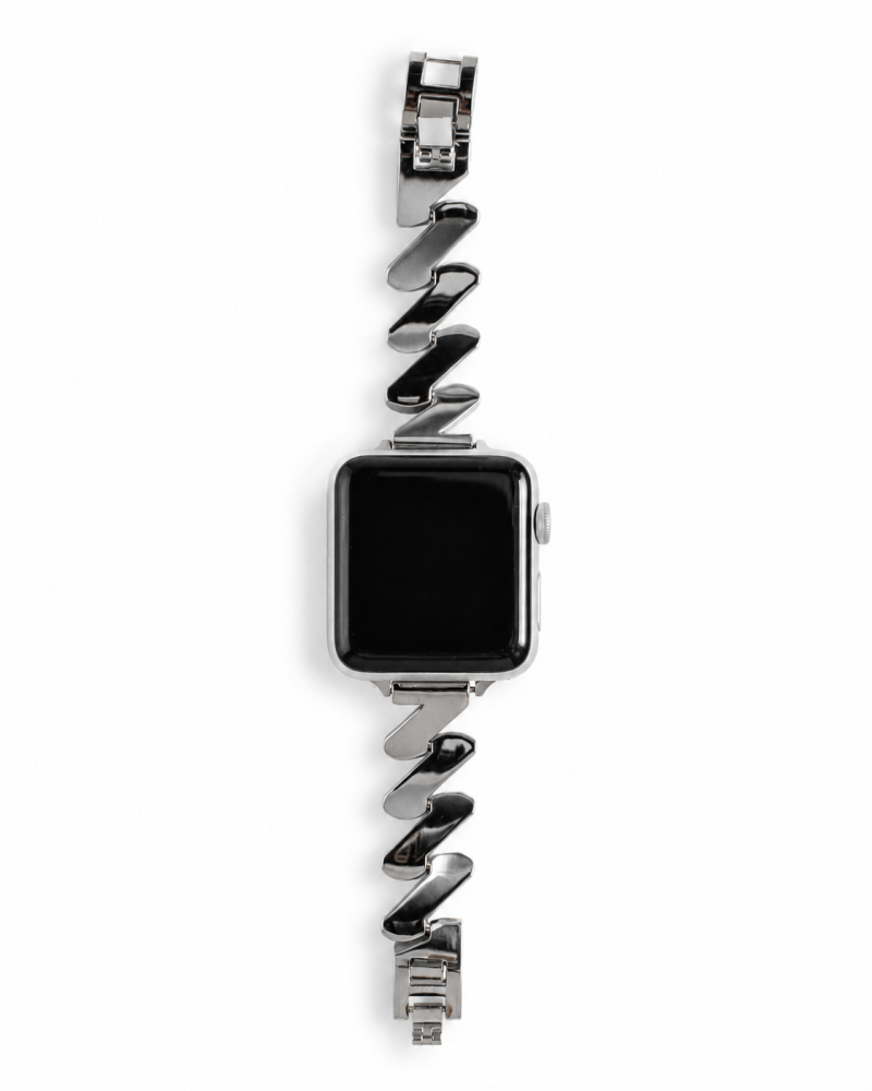 Model wearing Chloe Steel Band for Apple Watch – Starlight Apple Watch band