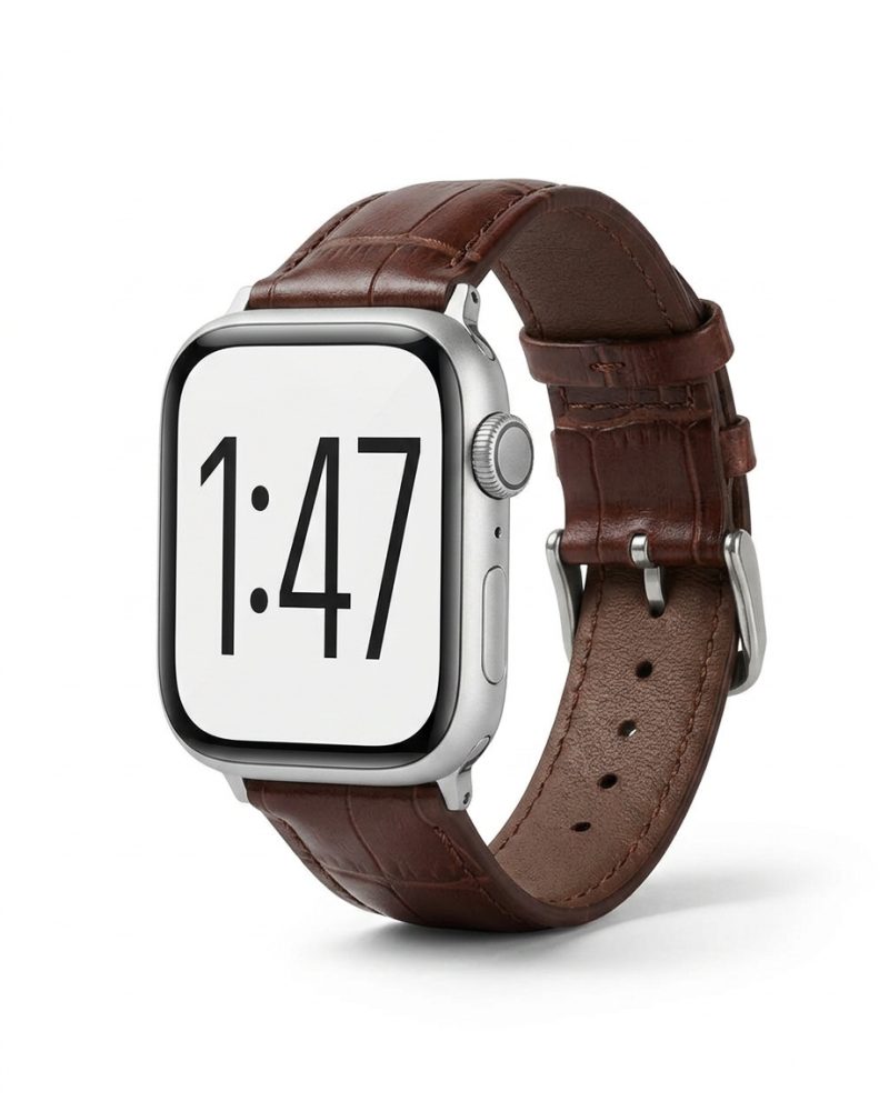 Model wearing Dark Brown Croc Leather Band for Apple Watch Apple Watch band