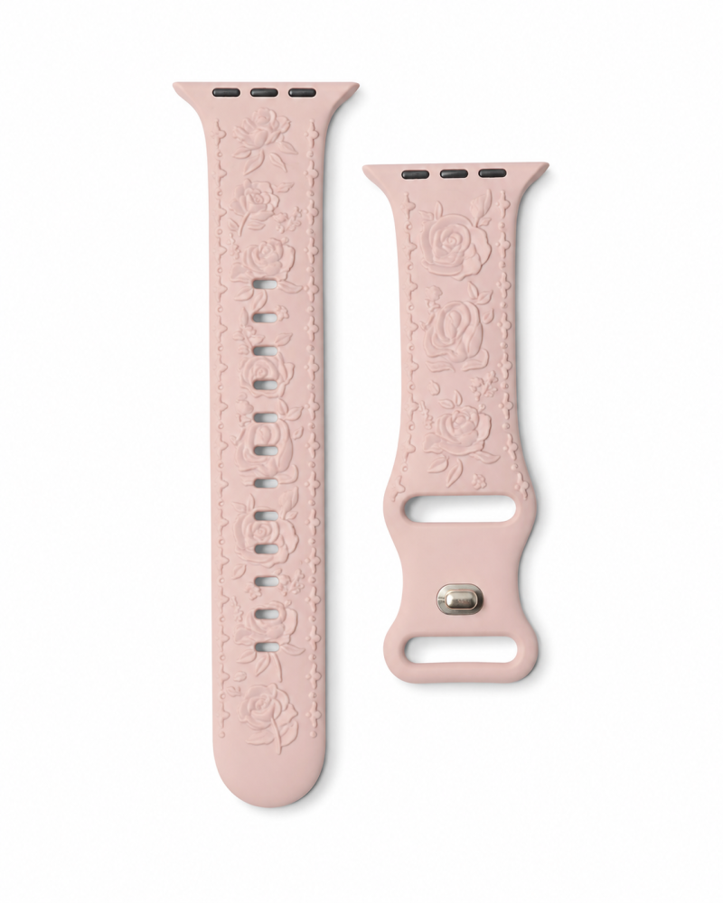 Model wearing FloraFit Sport Band for Apple Watch – Pink Apple Watch band